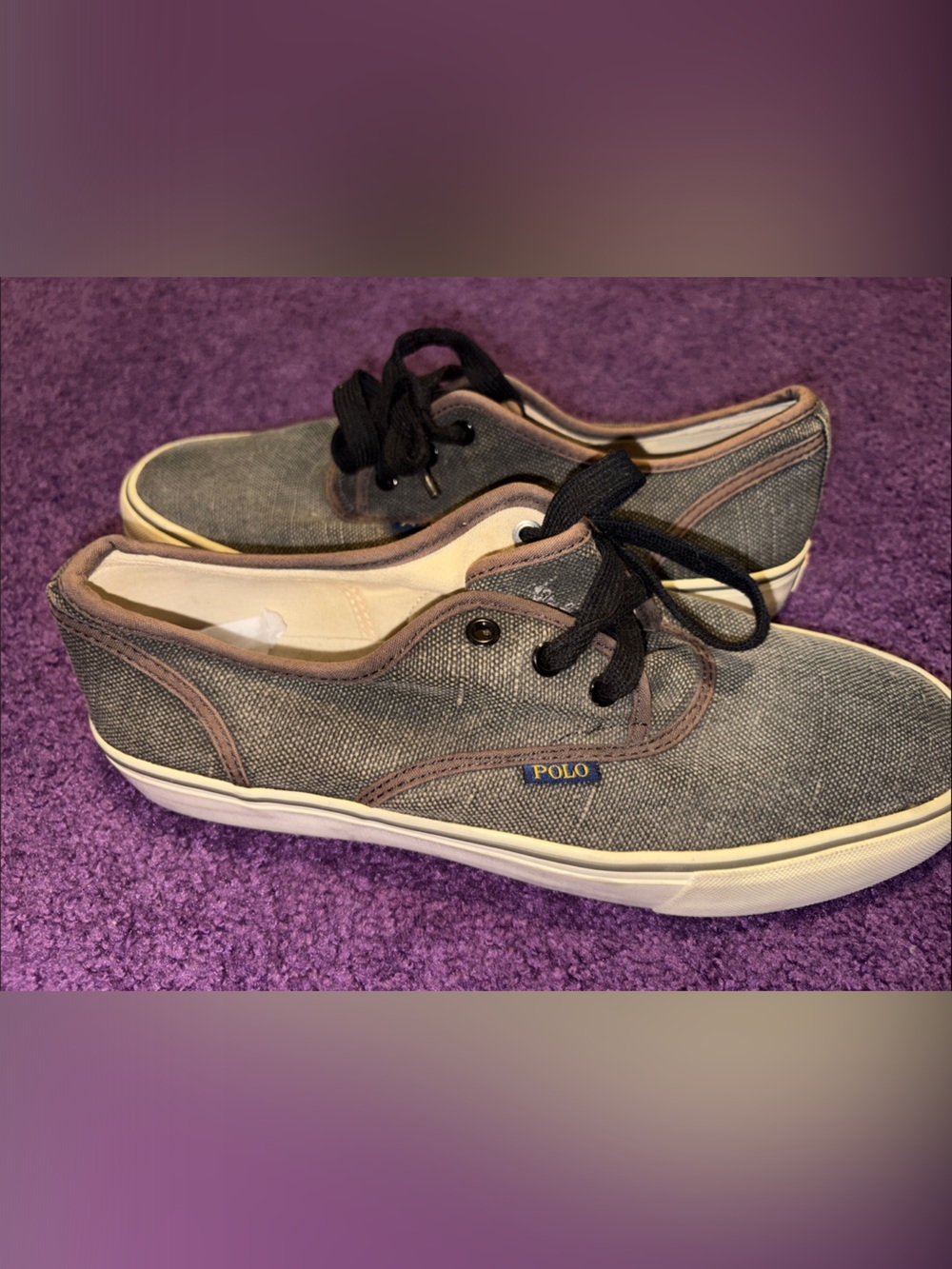 Polo Ralph Lauren Gray Canvas Low-Top Sneakers Size 11